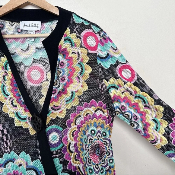 Joseph Ribkoff Womens Cover Up 8 Kimono Open Knit Multicolor Jacket - Picture 7 of 15